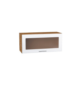 Шкаф верхний горизонтальный остекленный Валерия-М, цвет: Белый металлик