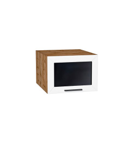 Шкаф верхний горизонтальный остекленный глубокий Глетчер, цвет: Айленд Силк