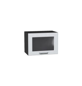 Шкаф верхний горизонтальный остекленный Прага, цвет: Белое дерево