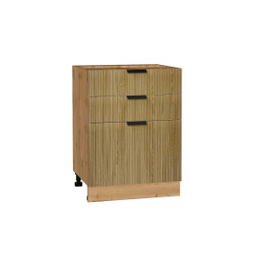 Шкаф нижний с 3-мя ящиками Евро Лайн, цвет: Дуб песочный