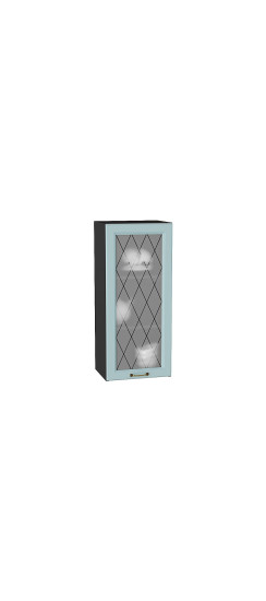 Шкаф верхний с 1-ой остекленной дверцей Ницца, цвет: Голубой | Пленка ПВХ., Голубой