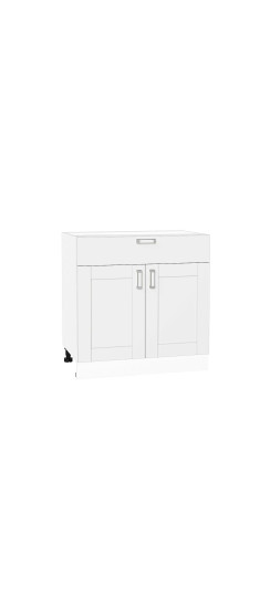 Шкаф нижний с 2-мя дверцами и ящиком Лофт, цвет: White Silk | ПЭТ, White Silk