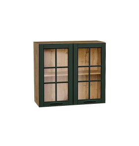 Шкаф верхний с 2-мя остекленными дверцами Дублин, цвет: Special Green