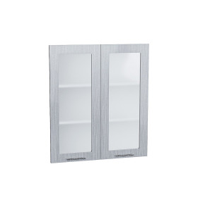 Комплект фасадов Валерия-М со стеклом для каркаса Ф-55Н В809, цвет: Серый металлик дождь светлый