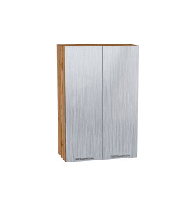 Шкаф верхний с 2-мя дверцами Валерия-М, цвет: Серый металлик дождь светлый