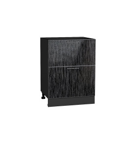 Шкаф нижний с 2-мя ящиками Валерия-М, цвет: Черный металлик дождь