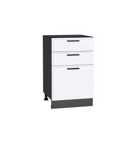 Шкаф нижний с 3-мя ящиками Фрейм, цвет: White Silk