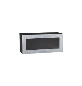 Шкаф верхний горизонтальный остекленный Валерия-М, цвет: Серый металлик дождь светлый