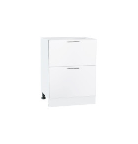 Шкаф нижний с 2-мя ящиками Валерия-М, цвет: Белый глянец