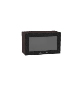 Шкаф верхний горизонтальный остекленный глубокий Валерия-М, цвет: Черный металлик