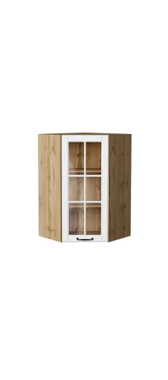 Шкаф верхний угловой остекленный Дублин, цвет: Special White | Эмаль высокой прочности Renner (Италия)., Special White