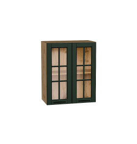 Шкаф верхний с 2-мя остекленными дверцами Дублин, цвет: Special Green