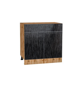 Шкаф нижний с 2-мя дверцами и ящиком Валерия-М, цвет: Черный металлик дождь