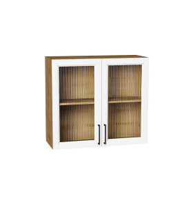 Шкаф верхний с 2-мя остекленными дверцами Сканди, цвет: White Silkwood