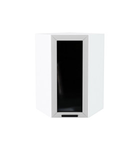 Шкаф верхний угловой остекленный Глетчер, цвет: Гейнсборо Силк