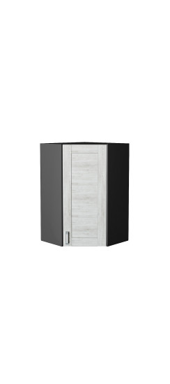 Шкаф верхний угловой Лофт, цвет: Nordic Oak | Эко Шпон — структурный материал с защитным слоем оверлея (Южная Корея). Отличается высокой стойкостью к истиранию и механическим повреждениям. Репродукция натуральных материалов — Super Realistic. Отделка осущ