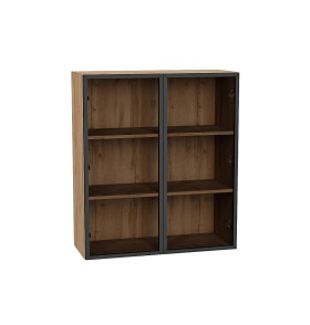 Шкаф верхний с 2-мя остекленными дверцами, цвет: Черный