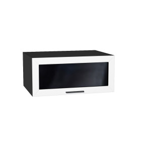 Шкаф верхний горизонтальный остекленный глубокий Глетчер, цвет: Айленд Силк