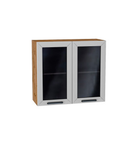 Шкаф верхний с 2-мя остекленными дверцами Глетчер, цвет: Гейнсборо Силк