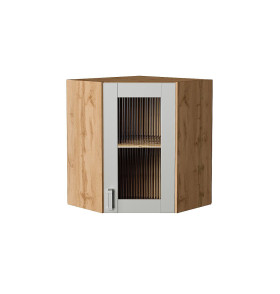 Шкаф верхний угловой остекленный Лофт, цвет: Grey Silk