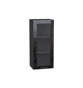 Шкаф верхний с 1-ой остекленной дверцей Валерия-М, цвет: Черный металлик дождь