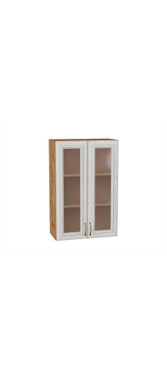 Шкаф верхний с 2-мя остекленными дверцами Шале, цвет: White Dreamline | Эко Шпон — структурный материал с защитным слоем оверлея (Южная Корея). Отличается высокой стойкостью к истиранию и механическим повреждениям. Репродукция натуральных материалов — Sup