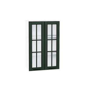 Шкаф верхний с 2-мя остекленными дверцами Дублин, цвет: Special Green