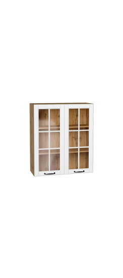 Шкаф верхний с 2-мя остекленными дверцами Дублин, цвет: Special White | Эмаль высокой прочности Renner (Италия)., Special White