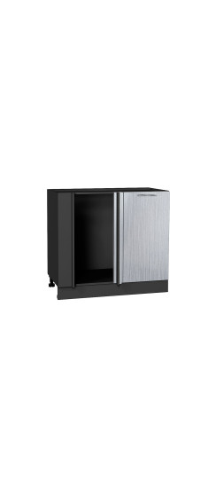 Шкаф нижний угловой Валерия-М, цвет: Серый металлик дождь светлый | Пленка ПВХ., Серый металлик дождь светлый