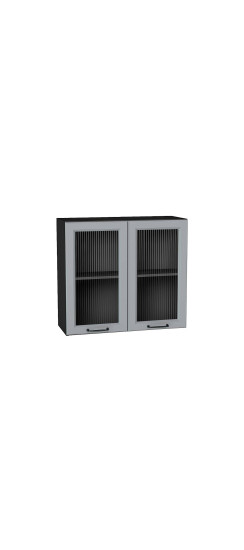 Шкаф верхний с 2-мя остекленными дверцами Ницца, цвет: Magnum | Эмаль высокой прочности Renner (Италия)., Magnum