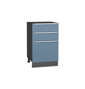 Шкаф нижний с 3-мя ящиками Фьюжн, цвет: Silky Blue