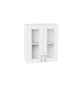 Шкаф верхний с 2-мя остекленными дверцами Лофт, цвет: White Silk