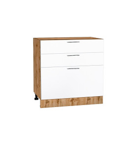 Шкаф нижний с 3-мя ящиками Валерия-М, цвет: Белый глянец