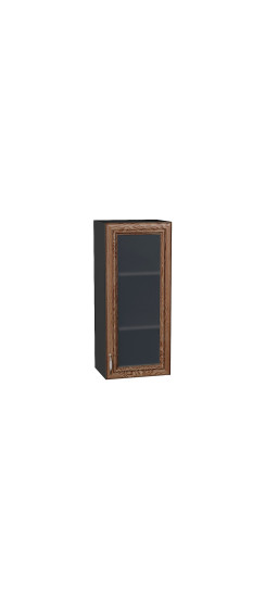 Шкаф верхний с 1-ой остекленной дверцей Шале, цвет: Brown Dreamline | Эко Шпон — структурный материал с защитным слоем оверлея (Южная Корея). Отличается высокой стойкостью к истиранию и механическим повреждениям. Репродукция натуральных материалов — Super