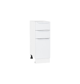 Шкаф нижний с 3-мя ящиками Фьюжн, цвет: Silky White