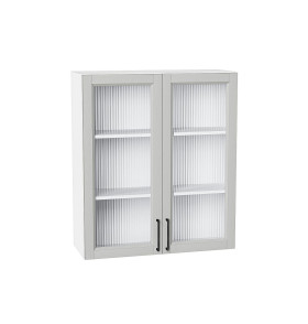 Шкаф верхний с 2-мя остекленными дверцами Сканди, цвет: Grey Silkwood