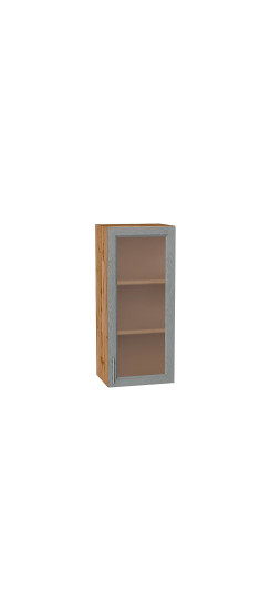 Шкаф верхний с 1-ой остекленной дверцей Сканди, цвет: Grey Softwood | Эко Шпон с уникальным покрытием «Soft-touch» и защитным лаком (Япония)., Grey Softwood