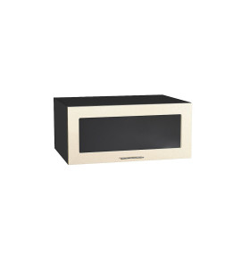 Шкаф верхний горизонтальный остекленный глубокий Валерия-М, цвет: Бежевый металлик