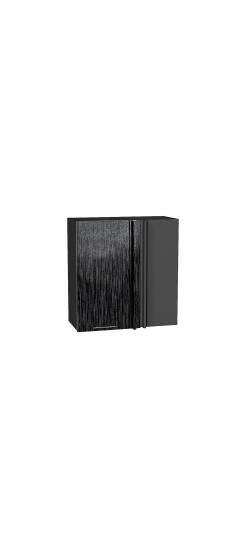 Шкаф верхний прямой угловой Валерия-М, цвет: Черный металлик дождь | Пленка ПВХ., Черный металлик дождь