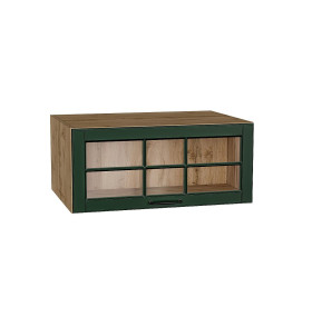 Шкаф верхний горизонтальный остекленный глубокий Дублин, цвет: Special Green