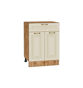 Шкаф нижний с 2-мя дверцами и ящиком Ницца, цвет: Дуб крем