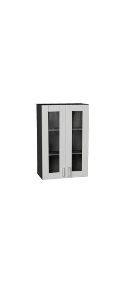 Шкаф верхний с 2-мя остекленными дверцами Лофт, цвет: Grey Silk | ПЭТ, Grey Silk