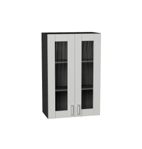 Шкаф верхний с 2-мя остекленными дверцами Лофт, цвет: Grey Silk