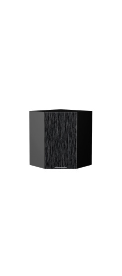 Шкаф верхний угловой Валерия-М, цвет: Черный металлик дождь | Пленка ПВХ., Черный металлик дождь