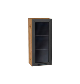 Шкаф верхний с 1-ой остекленной дверцей Глетчер, цвет: Маренго Силк