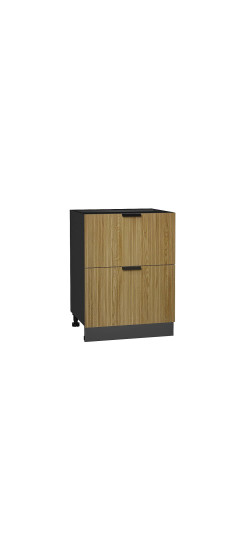 Шкаф нижний с 2-мя ящиками Евро Лайн, цвет: Дуб песочный | Пленка ПВХ., Дуб песочный