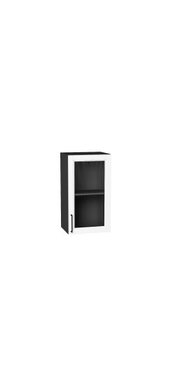 Шкаф верхний с 1-ой остекленной дверцей Сканди, цвет: White Silkwood | ПЭТ, White Silkwood