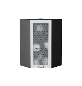 Шкаф верхний угловой остекленный Ницца, цвет: Белый