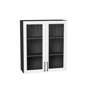 Шкаф верхний с 2-мя остекленными дверцами Сканди, цвет: White Silkwood