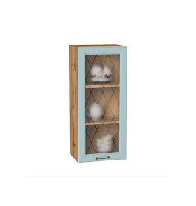 Шкаф верхний с 1-ой остекленной дверцей Ницца, цвет: Голубой